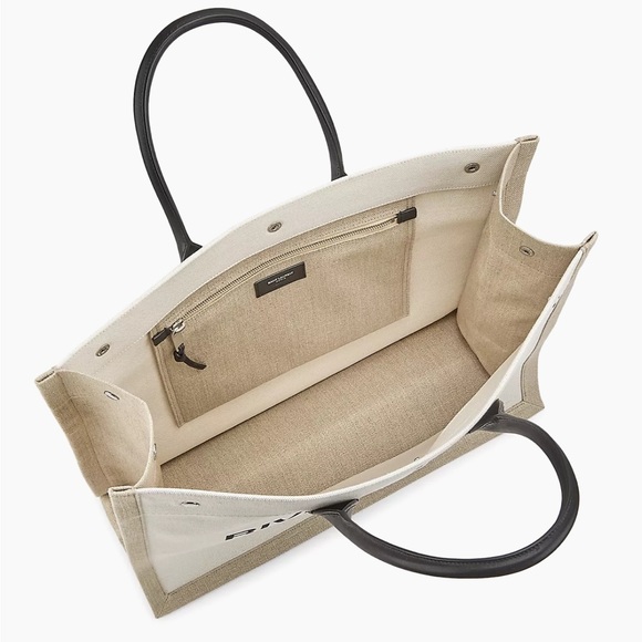 Saint Laurent Rive gauche linen and leather tote - Picture 2 of 3